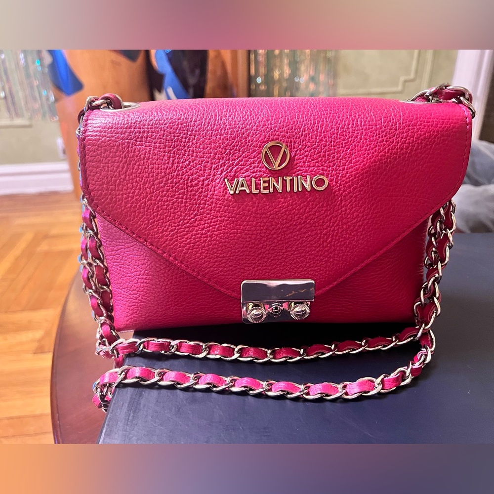 Valentino by Mario Valentino leather  bag in a vibrant fuchsia/pink color.